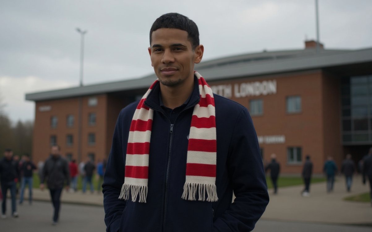 A younger Wayne outside the ground in North London